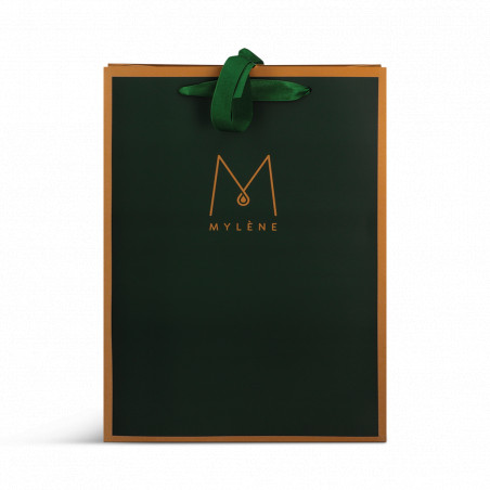 Grand sac cadeau vert aux accents dorés | Mylène
