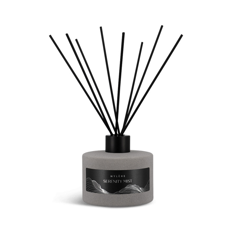 Room Sticks Serenity Mist - bâtonnets de parfum luxueux au parfum boisé et chaud avec des agrumes | Mylène