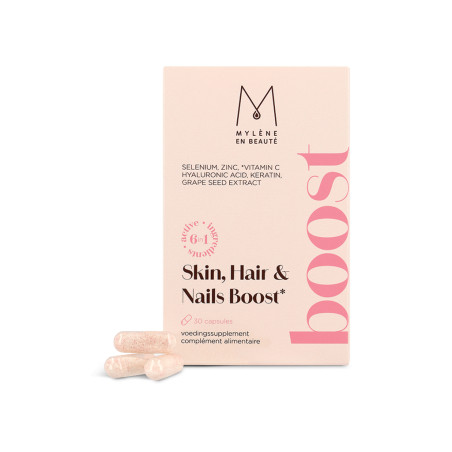 Skin, Hair & Nails Boost - voedingssupplement in pilvorm voor een stralende huid en sterkere nagels en haar | Mylène